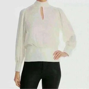 Karl Lagerfeld Paris ivory  metallic pinstripe blouse size medium